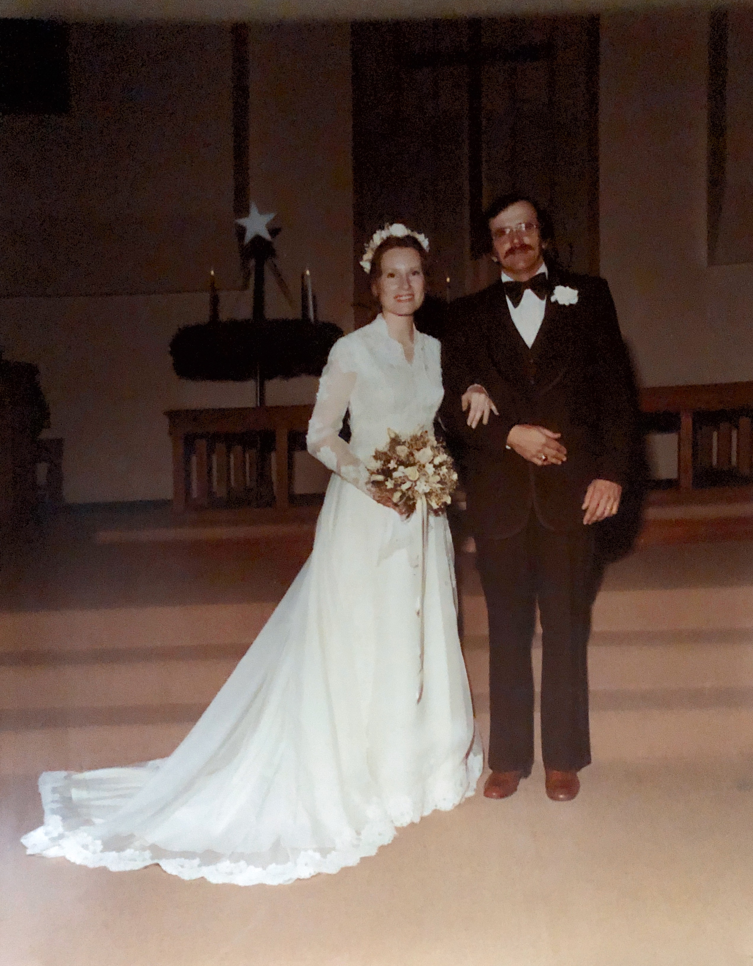 Norman and Katie Oleen Norton on wedding day, December 16, 1978 at St. Luke’s Lutheran Church, Monroe, NC
