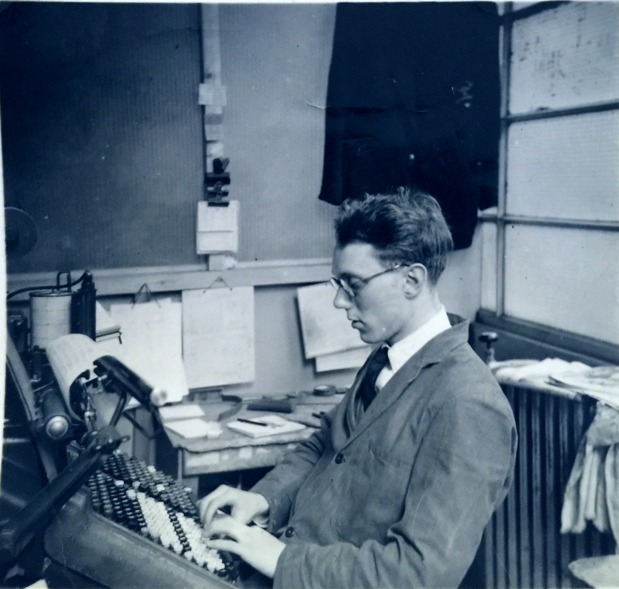 My father, John Rogers (1932-2004) aged 21 first job as a print compositor . 