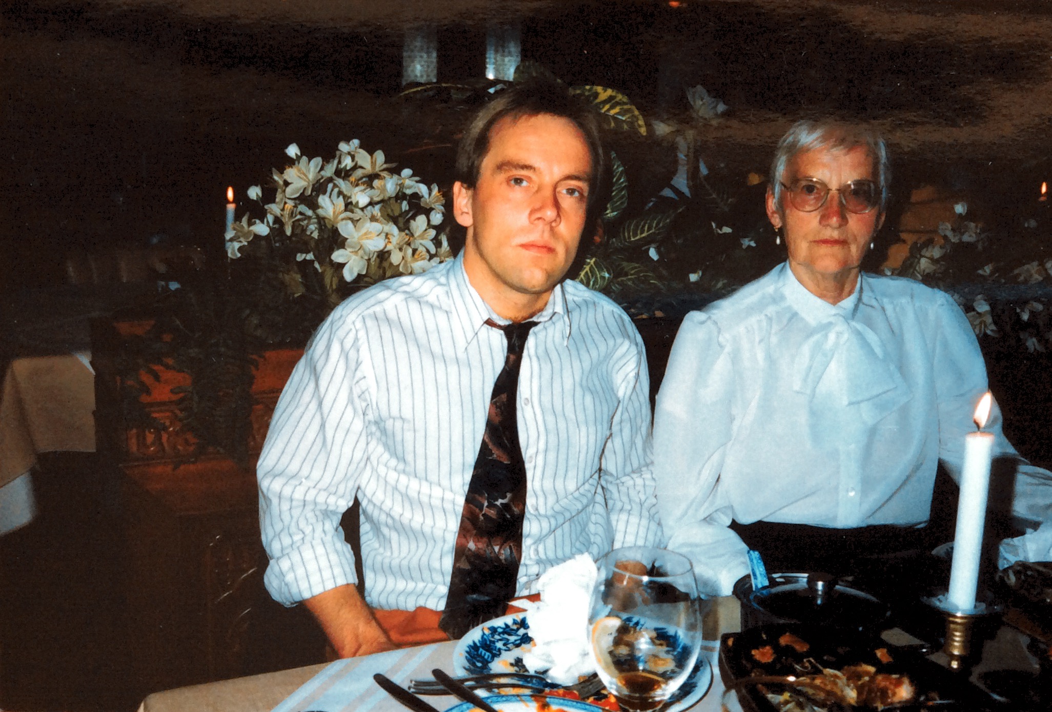 OUR HALF BROTHER, TORSTEN LANDSKRON, WITH HIS MOM, IRMGARD, OUR STEP MOM…6 MONTHS AFTER THIS PHOTO, TORSTEN COMMITTED SUICIDE, NOVEMBER 1991…this photo was Torsten,s 30th birthday..