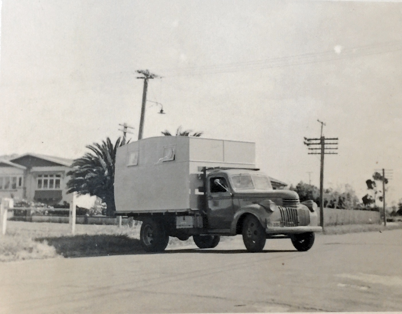 Thorpe Motor Van  built by Bert for family Holiday Xmas 1944 Venue Matamatta