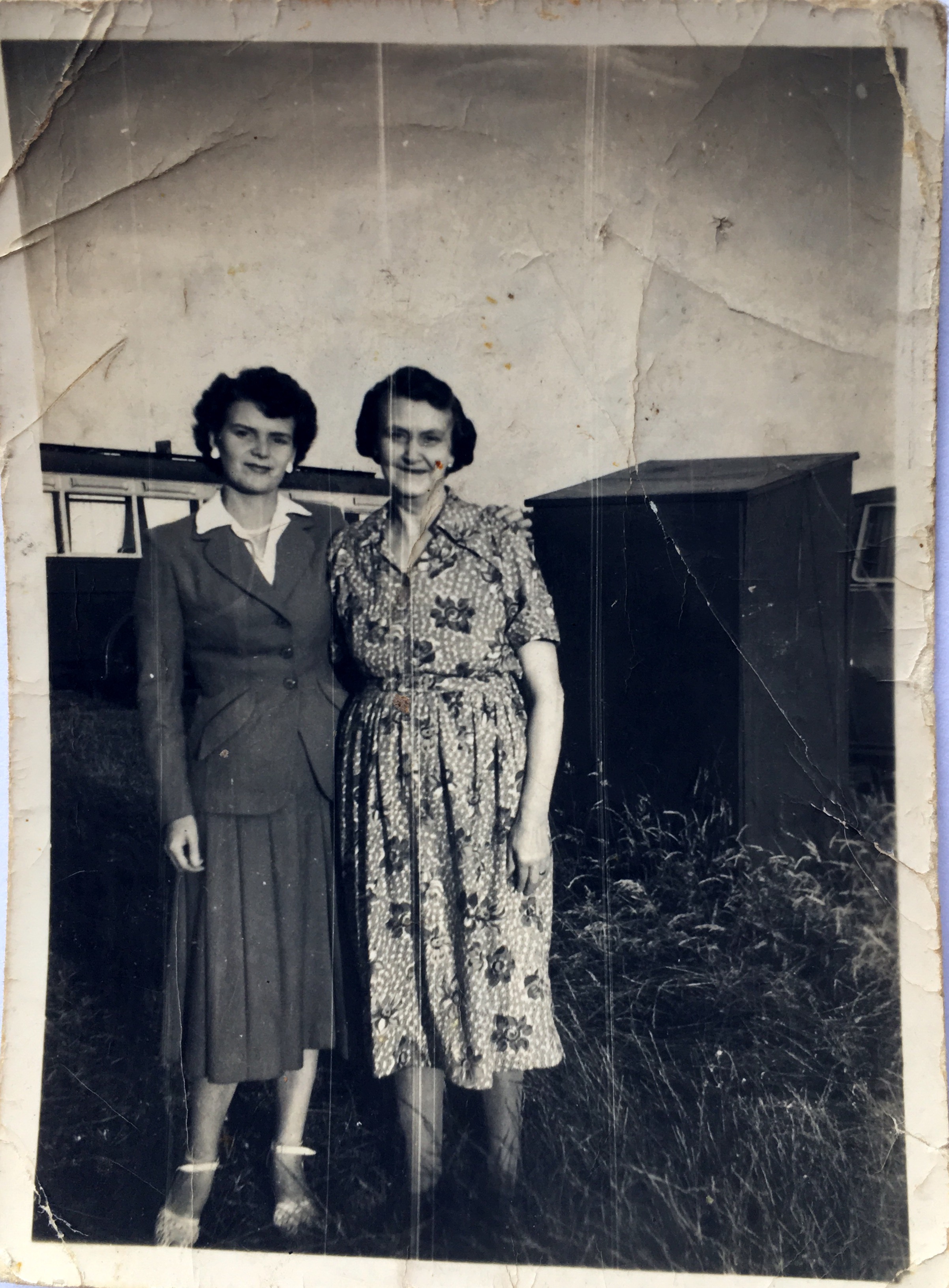 Phyllis Perkins and her mother, Yorkshire, ca. 1950s