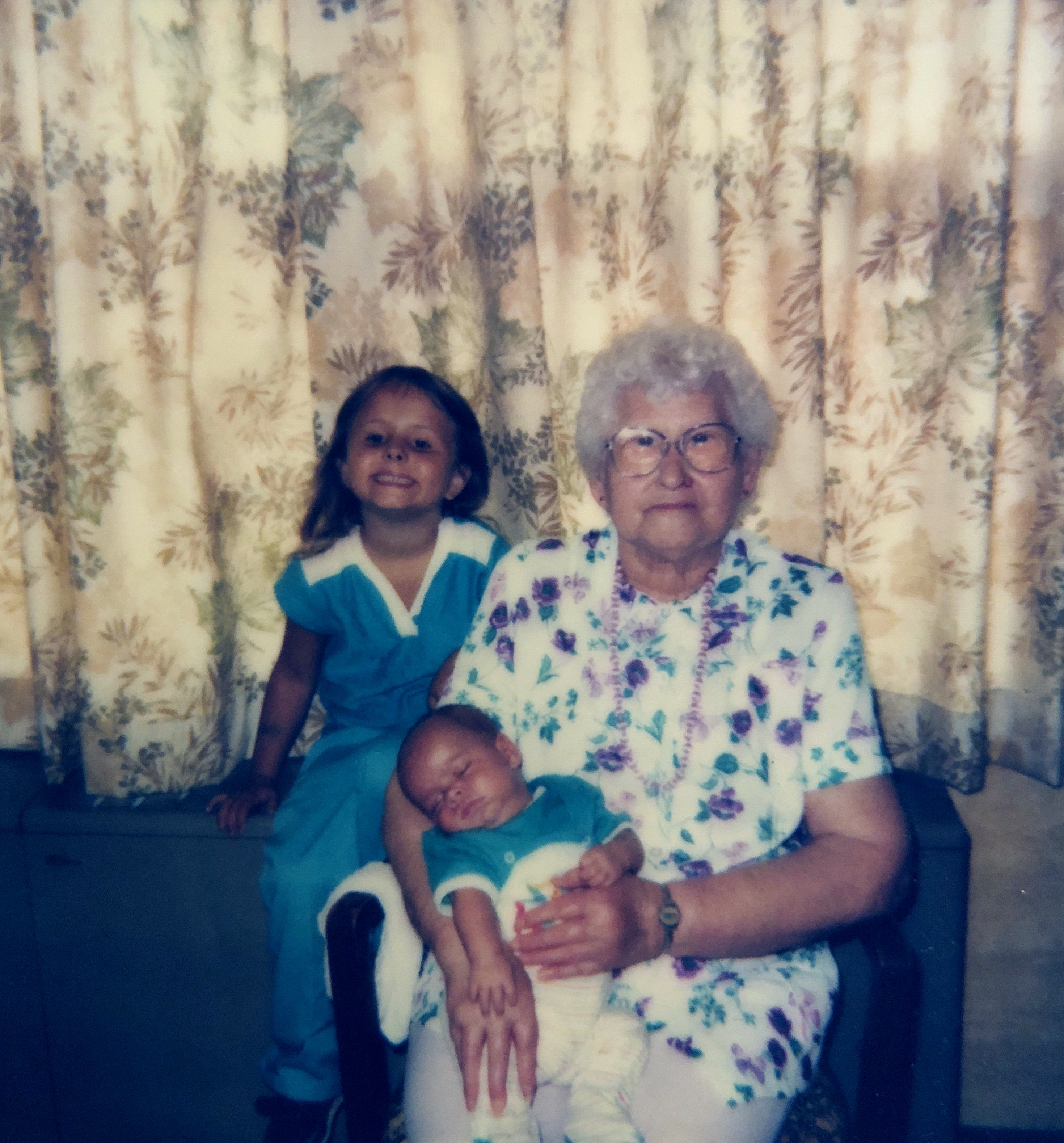 Shauna with great Grandma Kiesow and Jamison July 1986. 
