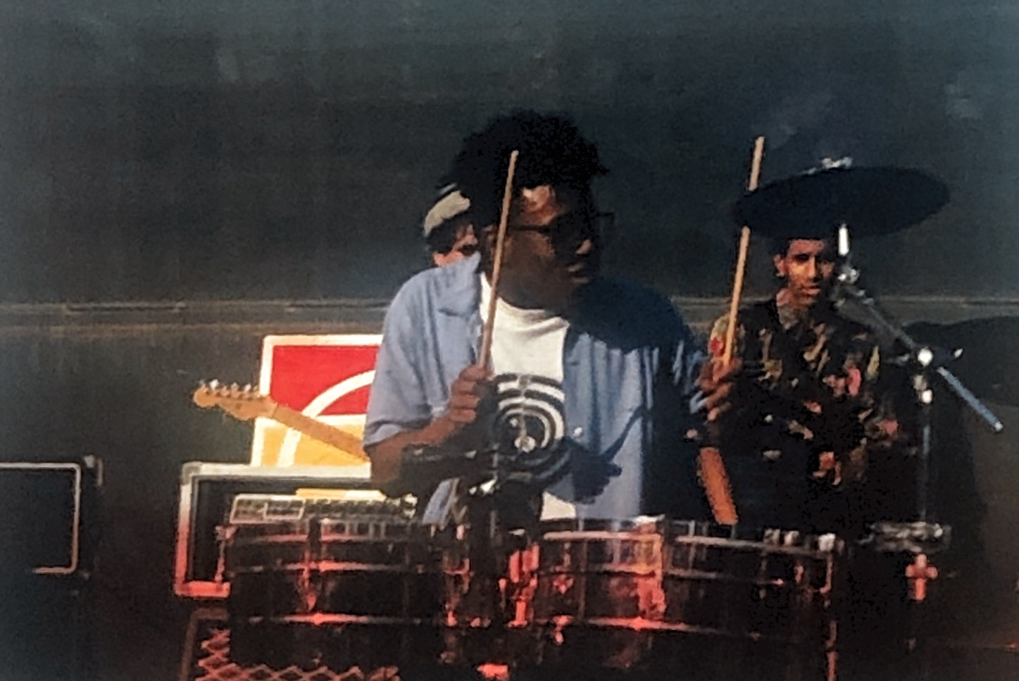 Clinton Cameron on timbales performing with the band Section 8 some time between  1987 and 1992. 