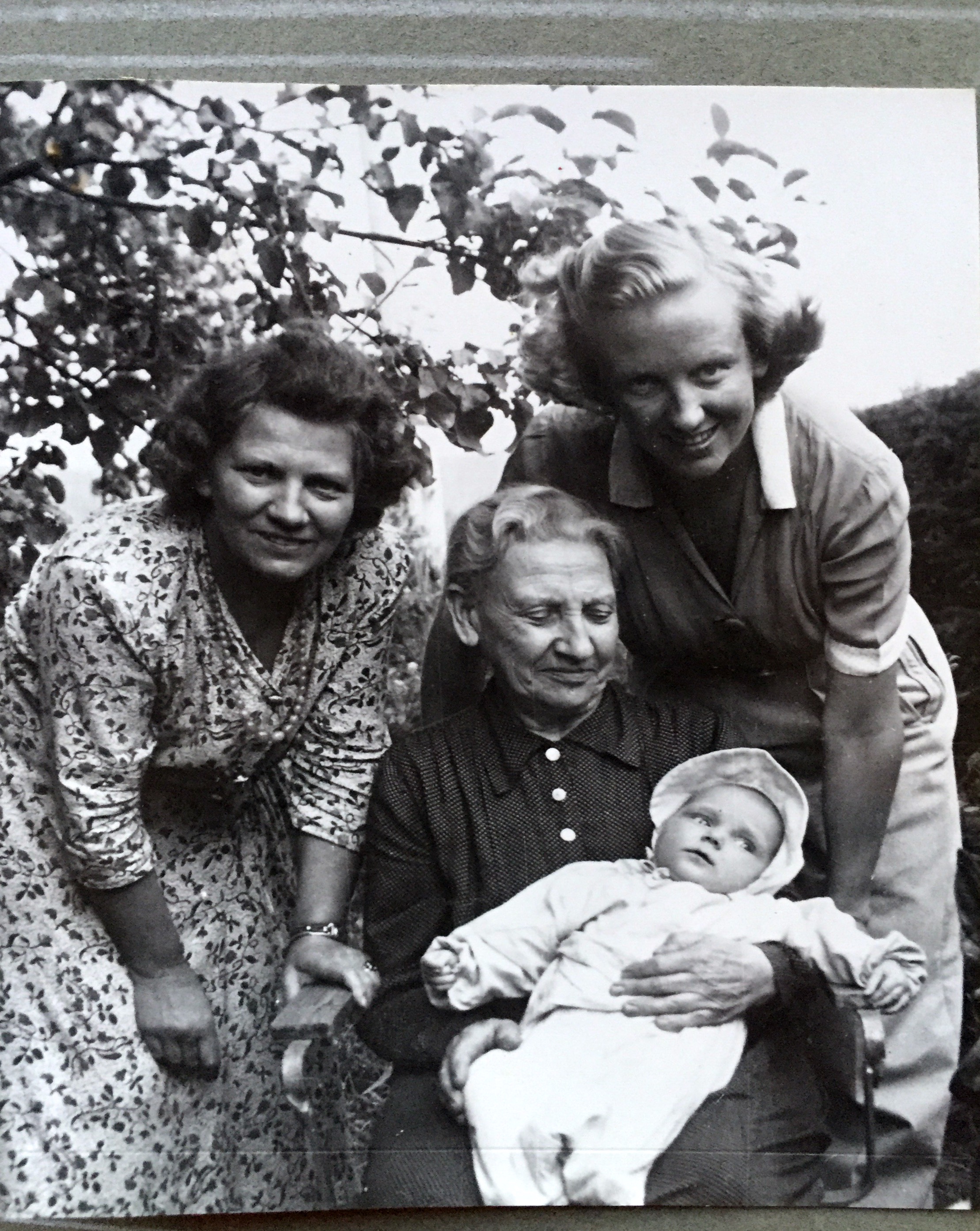 The day I was baptised, August 1953: I am resting in my great grandmother's lap - how proud she looks! Her eldest daughter, my grandmother, on the left. My mother on the right. Three strong, intelligent women who lived exciting, challenging and very different lives through more than a century. An invaluable heritage. How lucky I am! 
