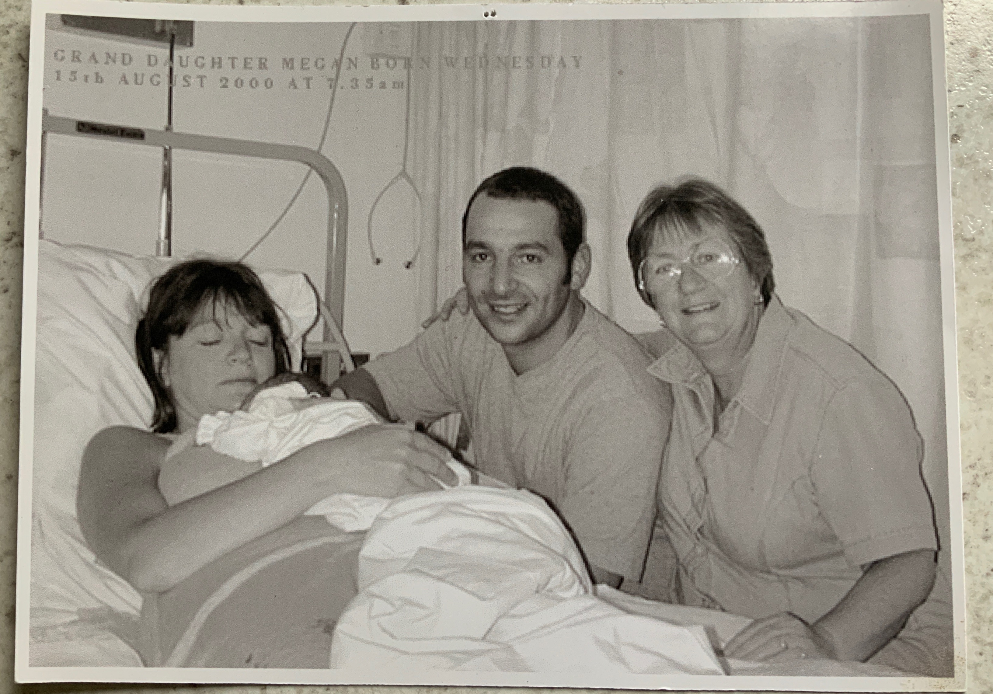 Birth of granddaughter Megan ,19 August 2000