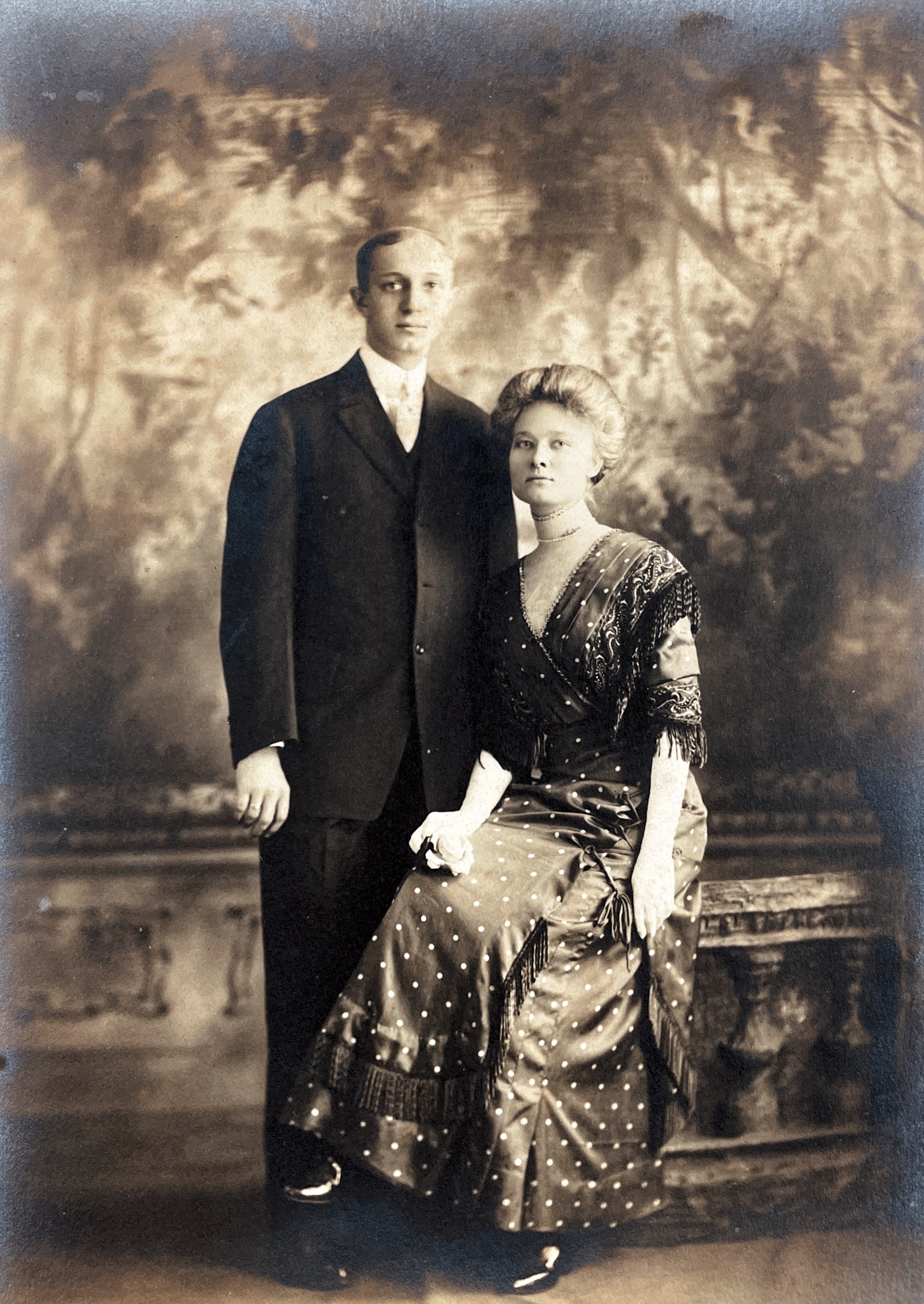 1910, wedding photo John Carl Peters to Gertrude Dora Meta Siem at Lutheran Church of the Ascencion, Savannah, Ga