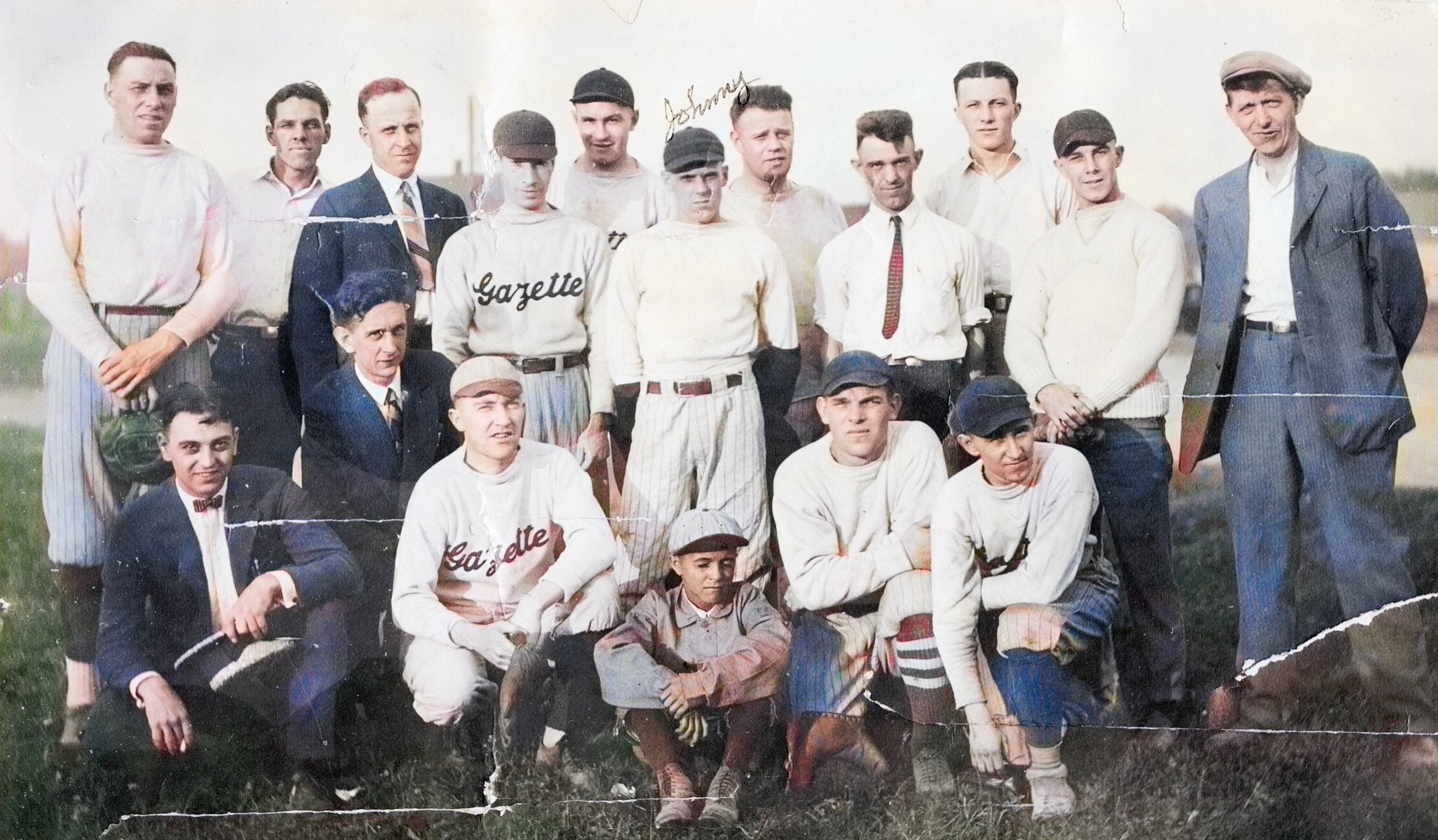 Niagara Falls Gazette baseball team in the 1920s. My dad, Johnny labeled in the pocture, was my father