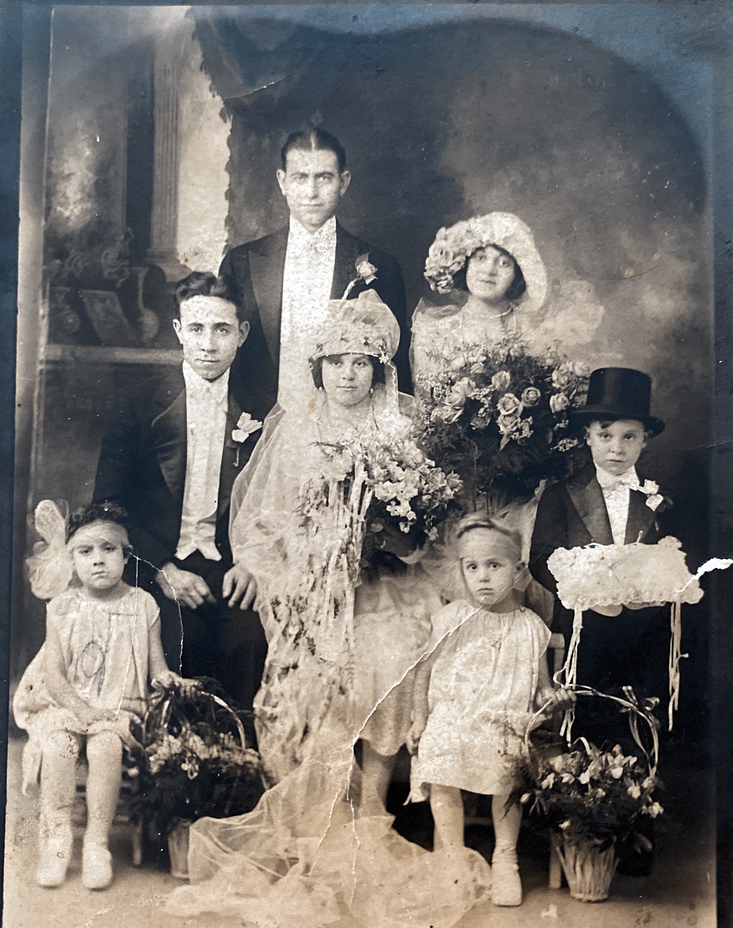Nana and Papa Angiuoni wedding party 12/16/1928