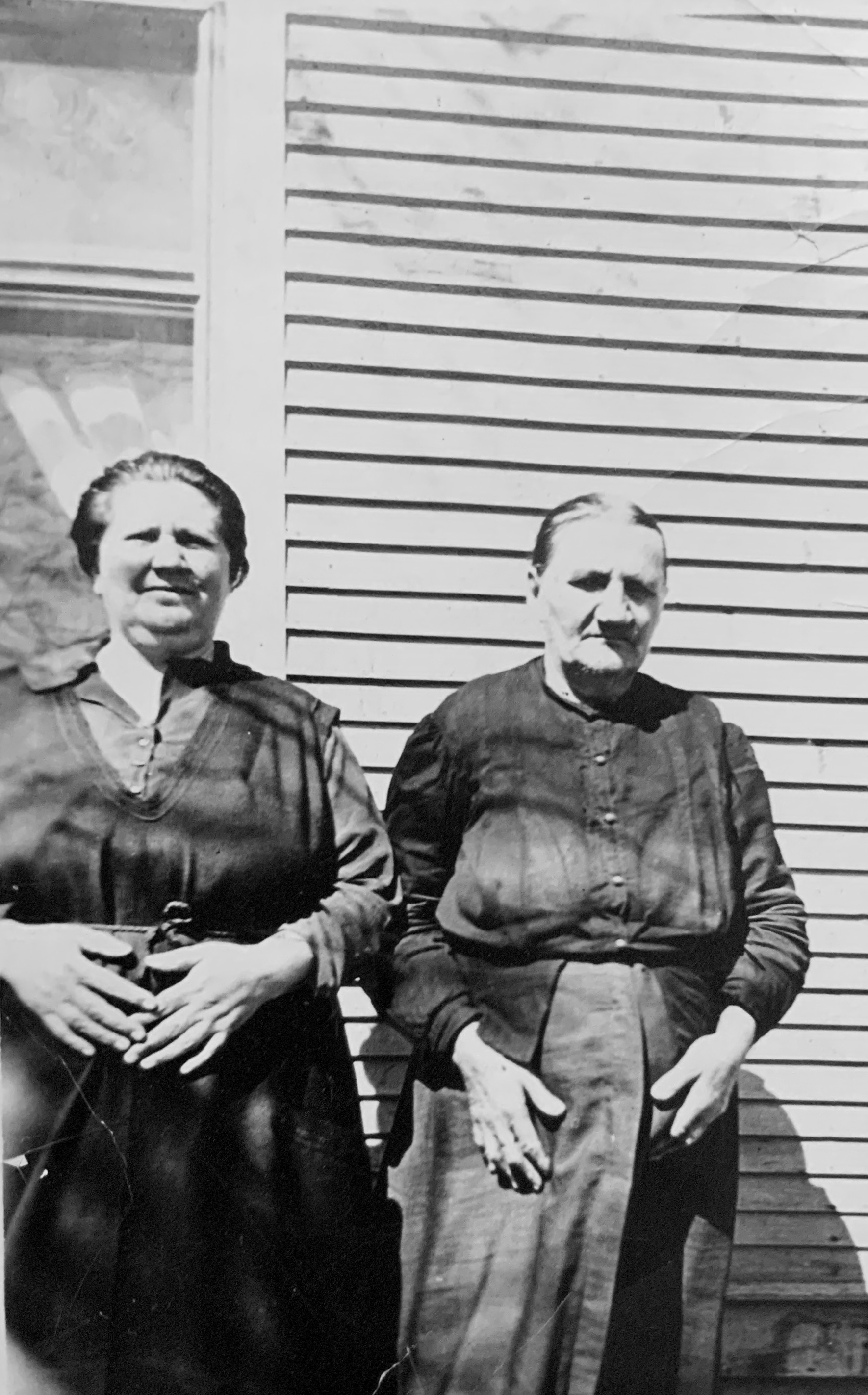 Great grandma Korbe and great, great grandma Brown, 1916