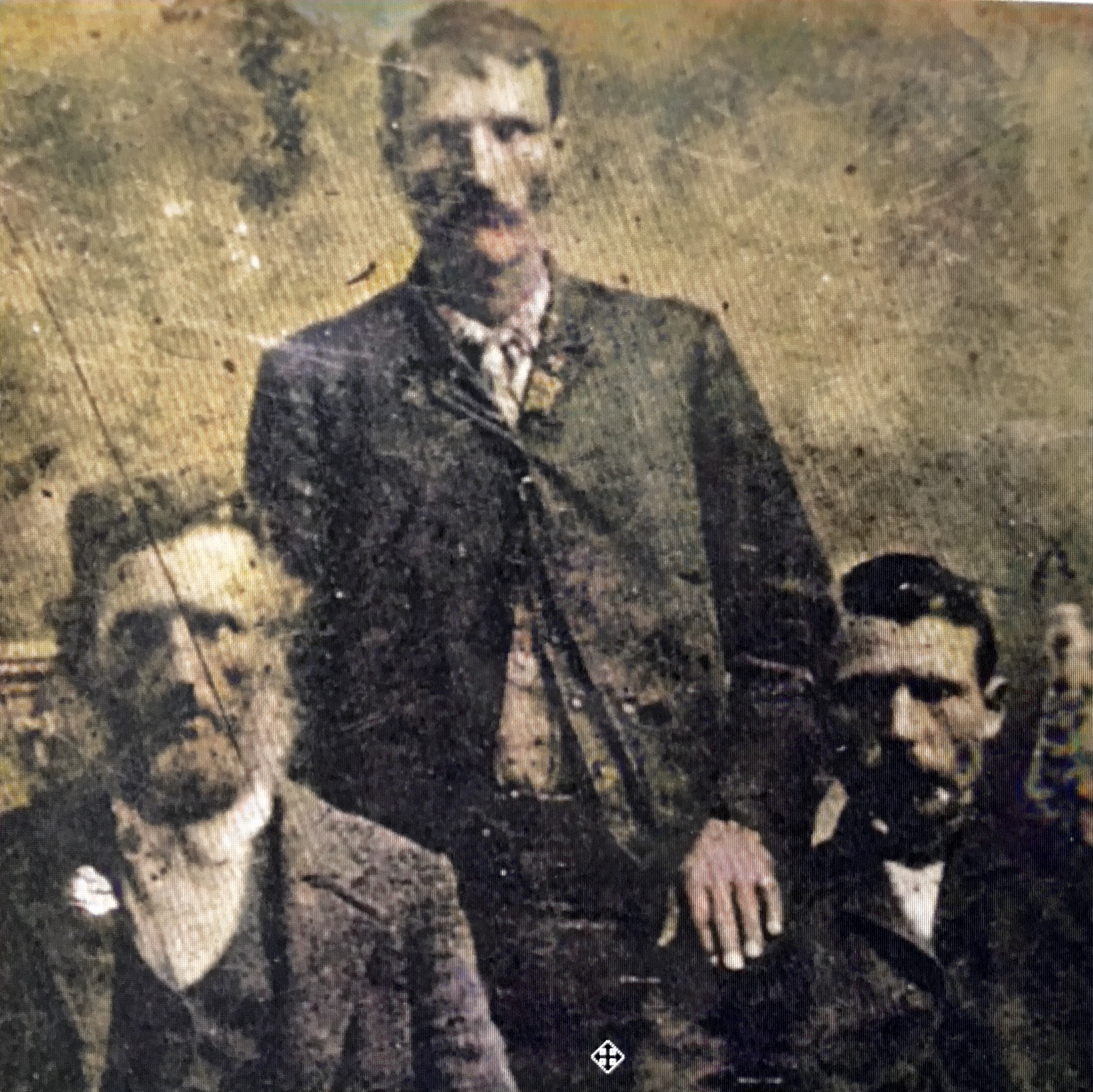 Seaborn Jefferson Thornton (far left) father of Seaborn Fletcher Thornton, b. 1866, Sudie’s dad.

George W and Lucious Columbus are other two.

Sudie b. 1893