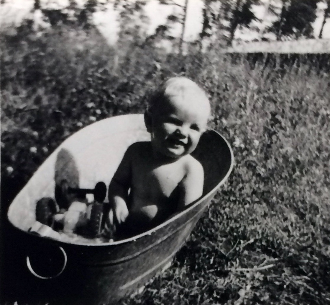 Me, summer 1964. Bath in the garden. 
