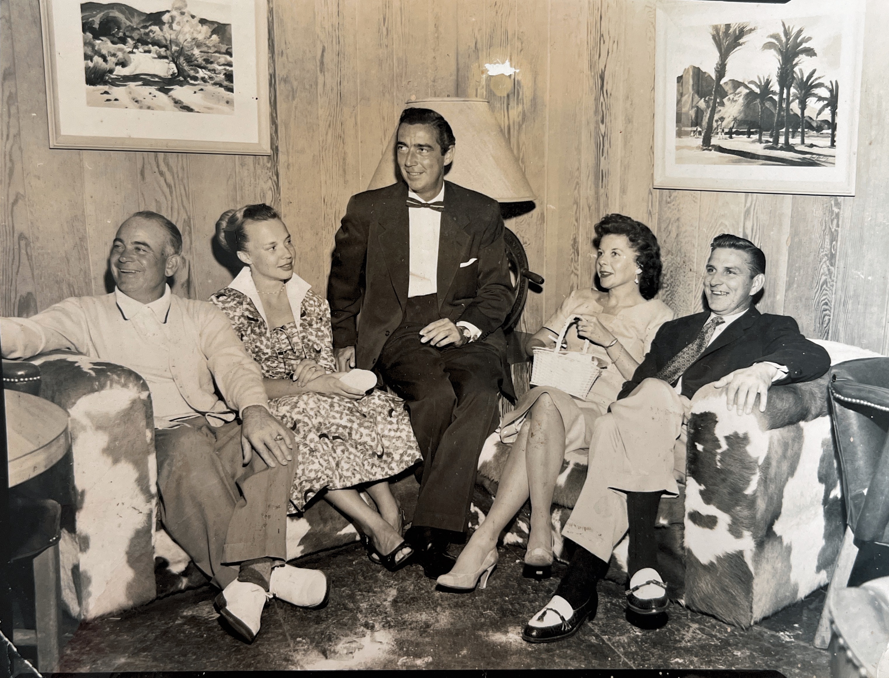 Fashion and design in the 1950’s were so much cooler !  l to r.  ?, Jean Susalla, Johnny Weissmuller , Mrs. Weissmuller ,  And my Dad #EddieSusalla  Just love this photo …  #Style @MikeKiner