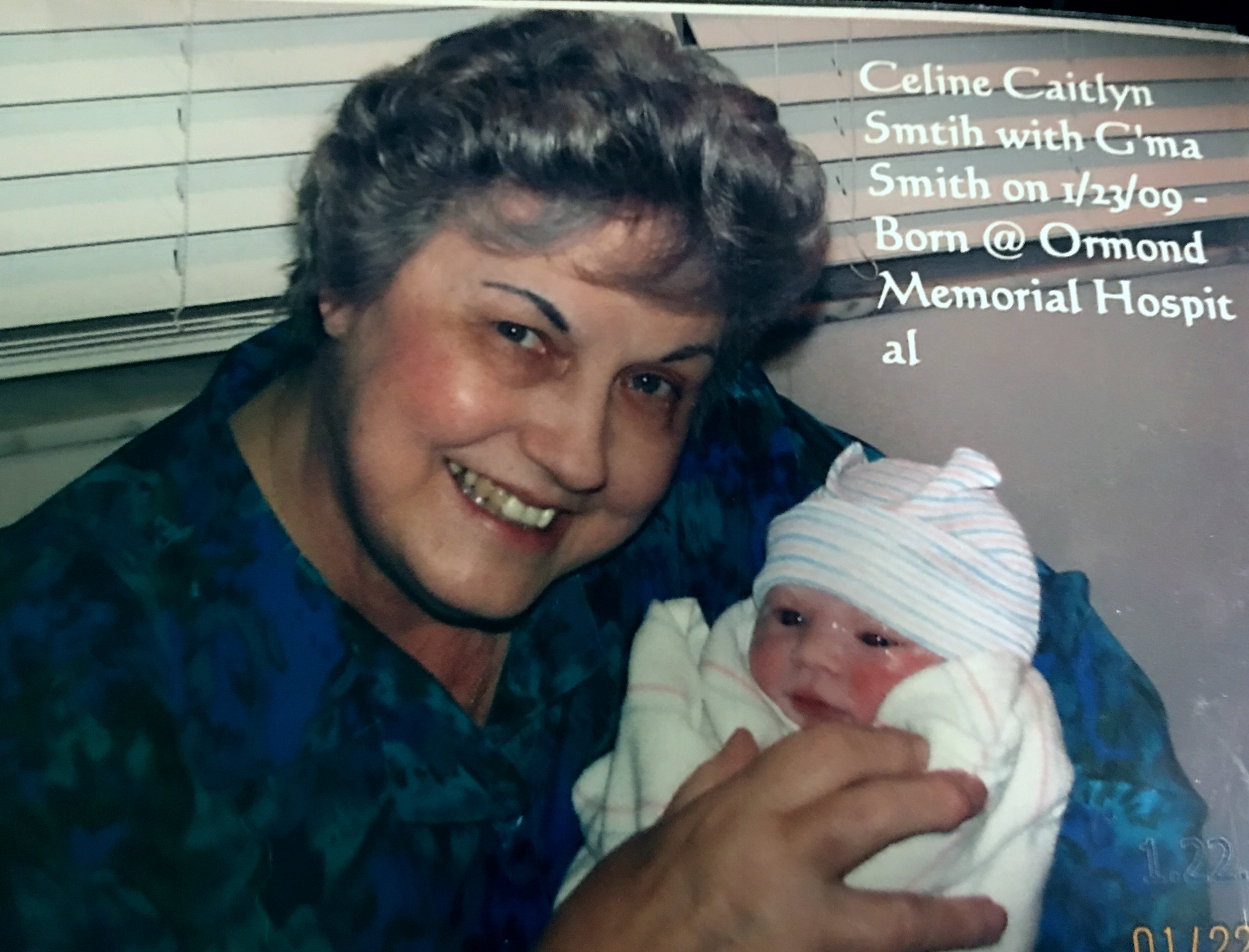 Lynda with 1st granddaughter   Celine Caitlyn Smith - born Jan. 22, 2009