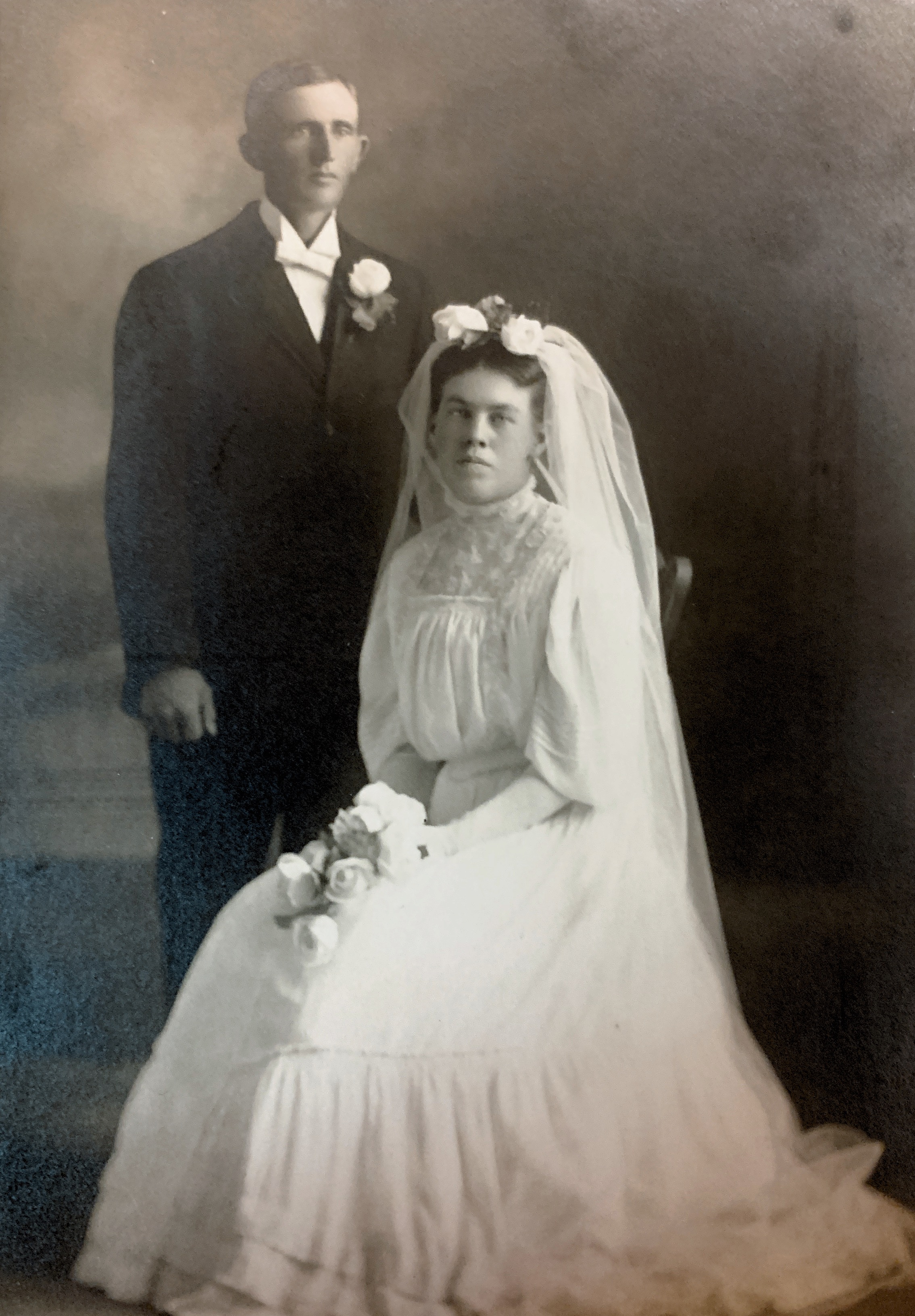 Grandparents Engebret and Sophia Bjorge. Married in MN on Saturday, June 27, 1908 at 11 o’clock forenoon.