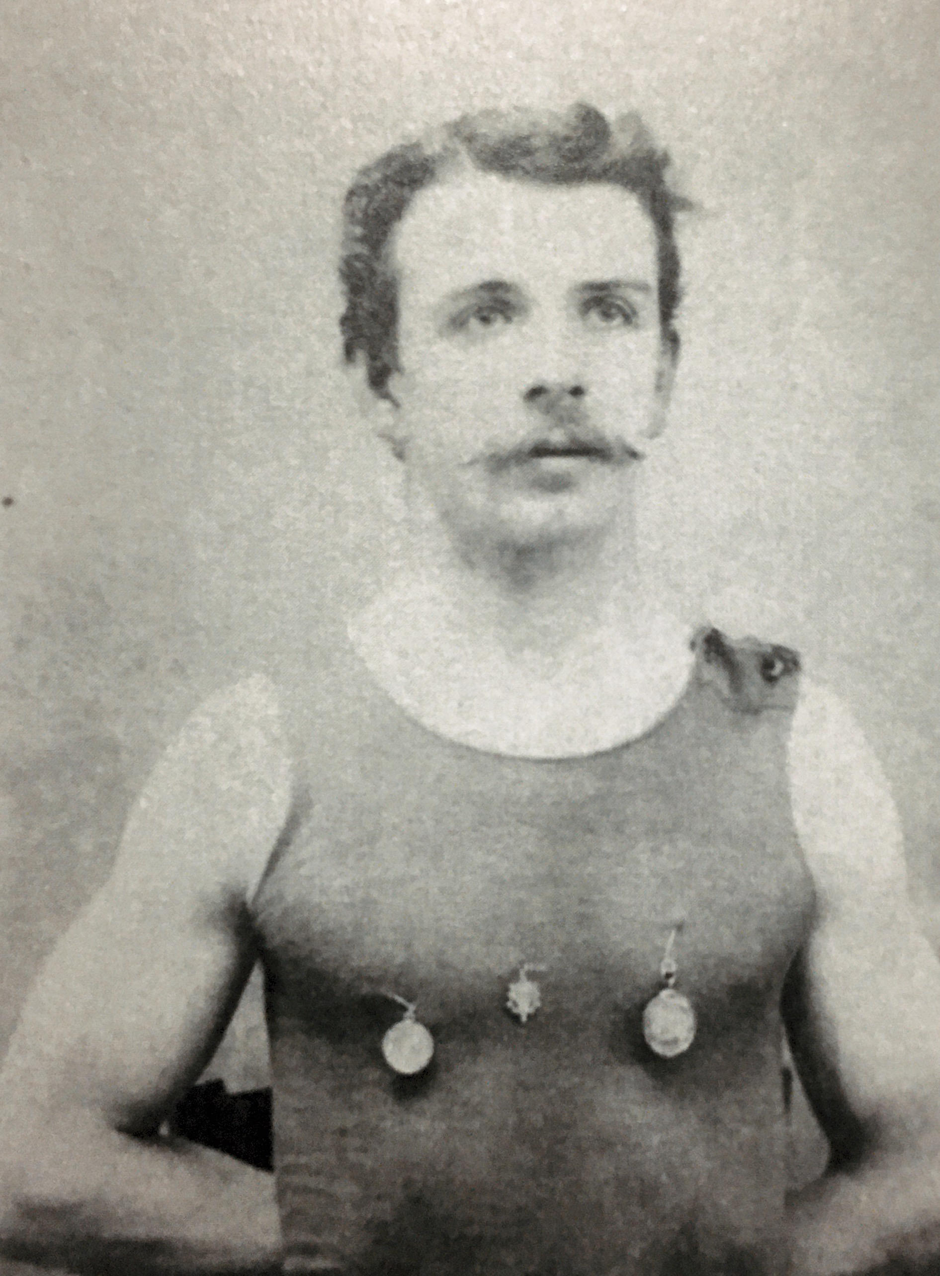 John (Jack Richardson) gold medal winner for 60 yards breaststroke at The Valley Pool in Brisbane in 1910.