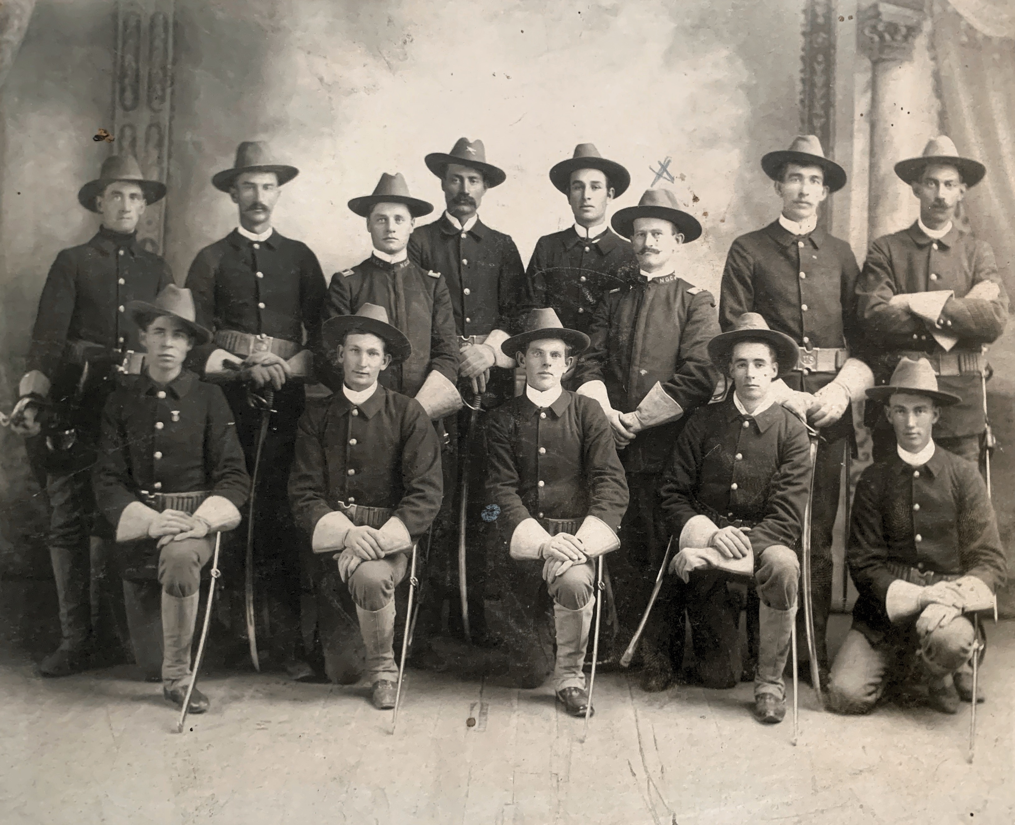 Troop A, 1898, awaiting orders to be sent to Cuba during the Spanish American war. Only got as far as Denver before the war was over.