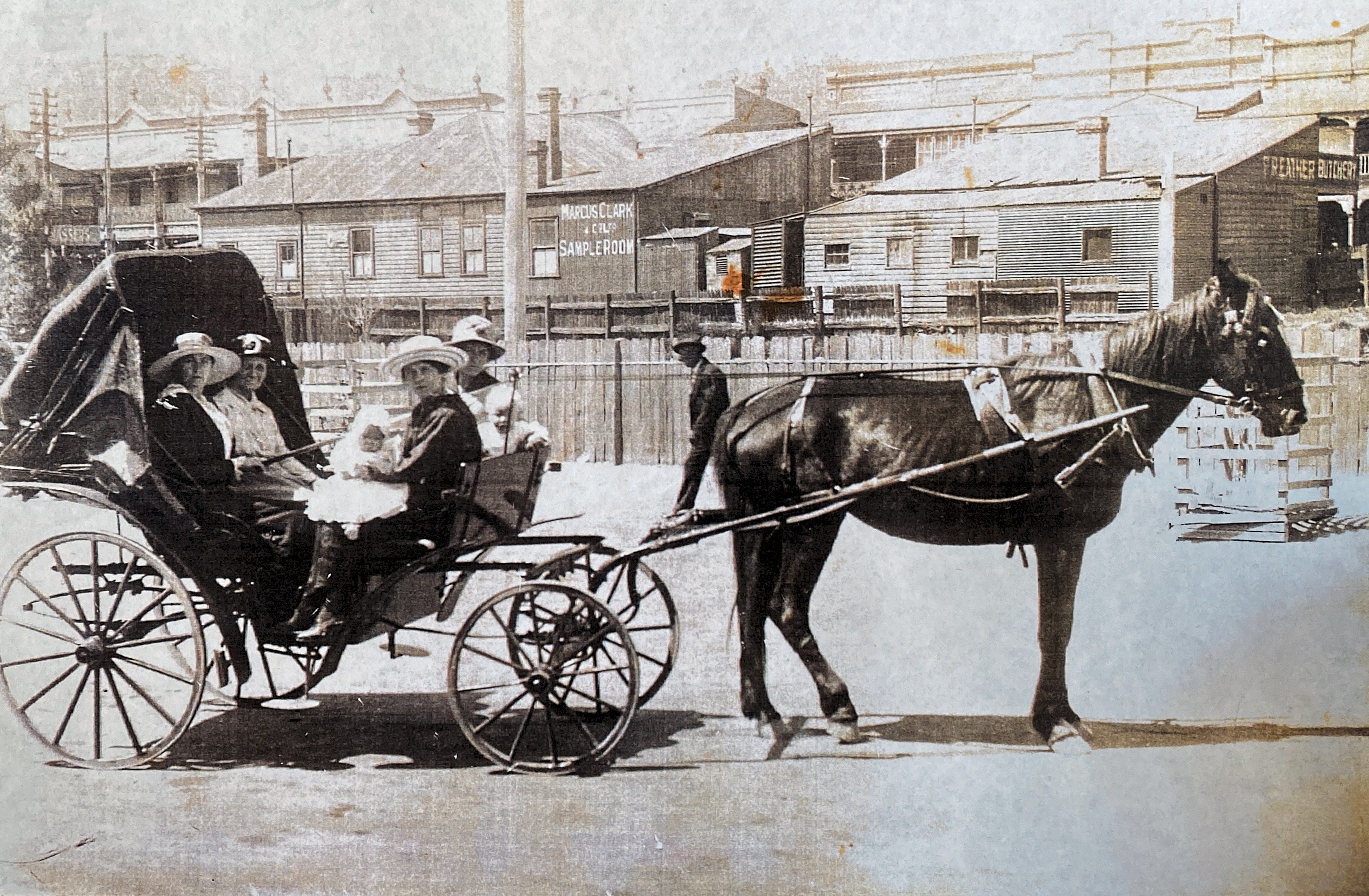 Great  Grandmother Granny Crane outside Lithgow Post Office 1919.. Horse called Mickey 